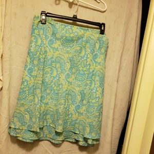Plus Size Turquoise Skirt with Paisley Design